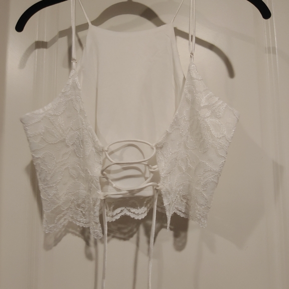 Lulu's Midnight Memories White Lace Two-Piece Wedding Dress - Picture 6 of 9